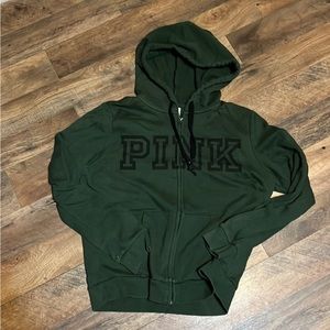 PINK VS zip up hoodie, army green 💚